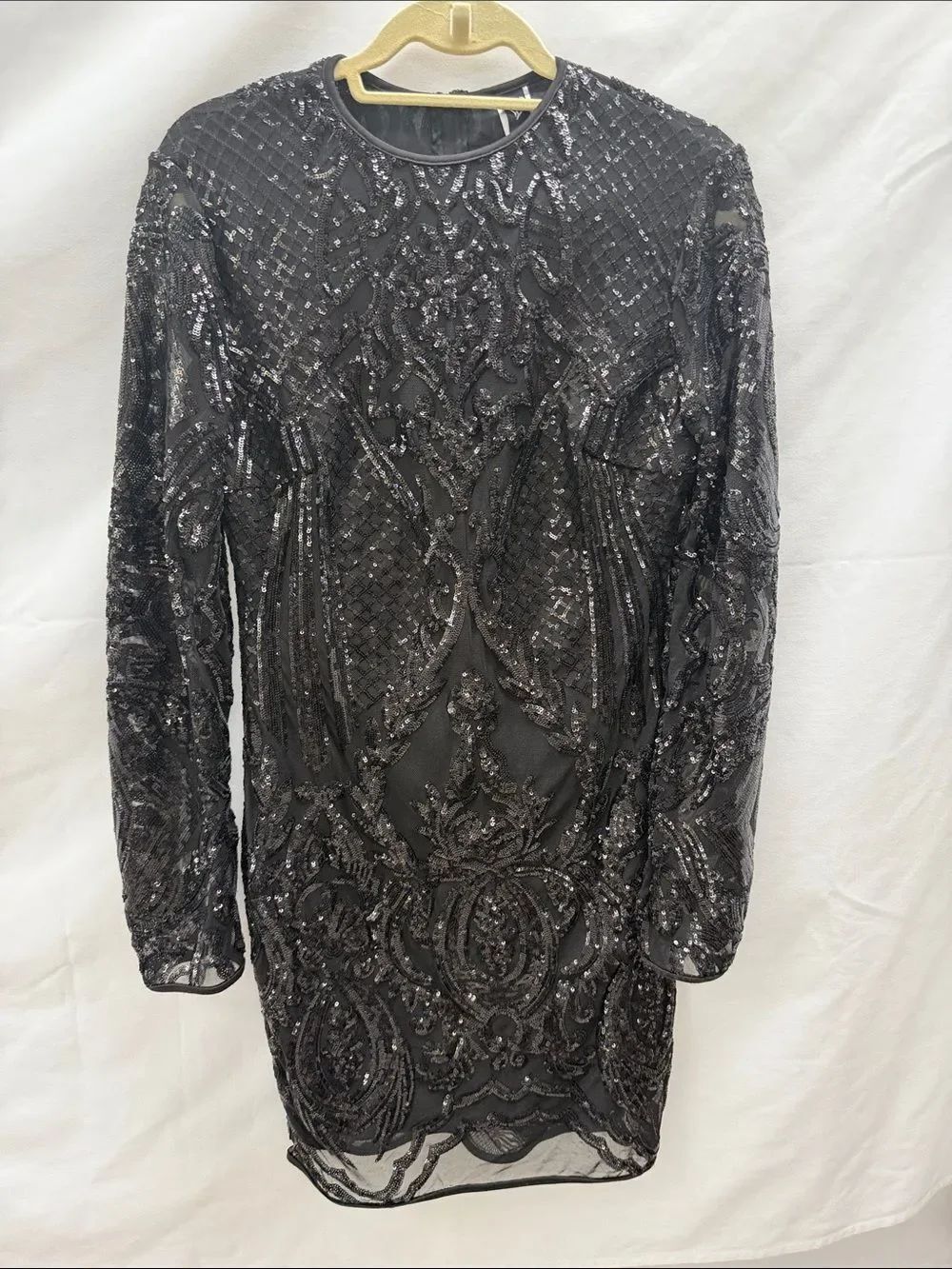 Windsor Black Long Sleeve Sequin Embellished Mini Dress